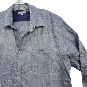 Ted Baker‎ London Shirt Mens Sz 6 Linen Cotton Blend Button Front Long Sleeve XL